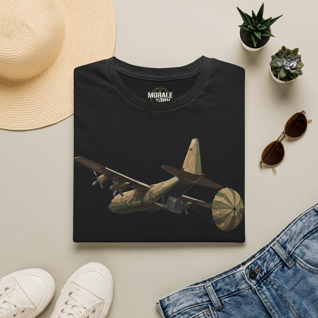Black cargo plane graphic crewneck T-shirt with front print