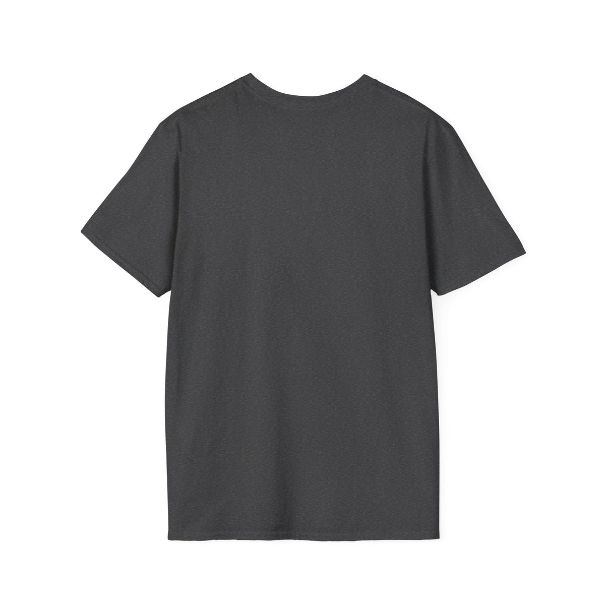 Solid dark gray crew-neck t-shirt, short sleeves