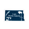 I am North Dakota blue sticker with buffalo, windmill and text