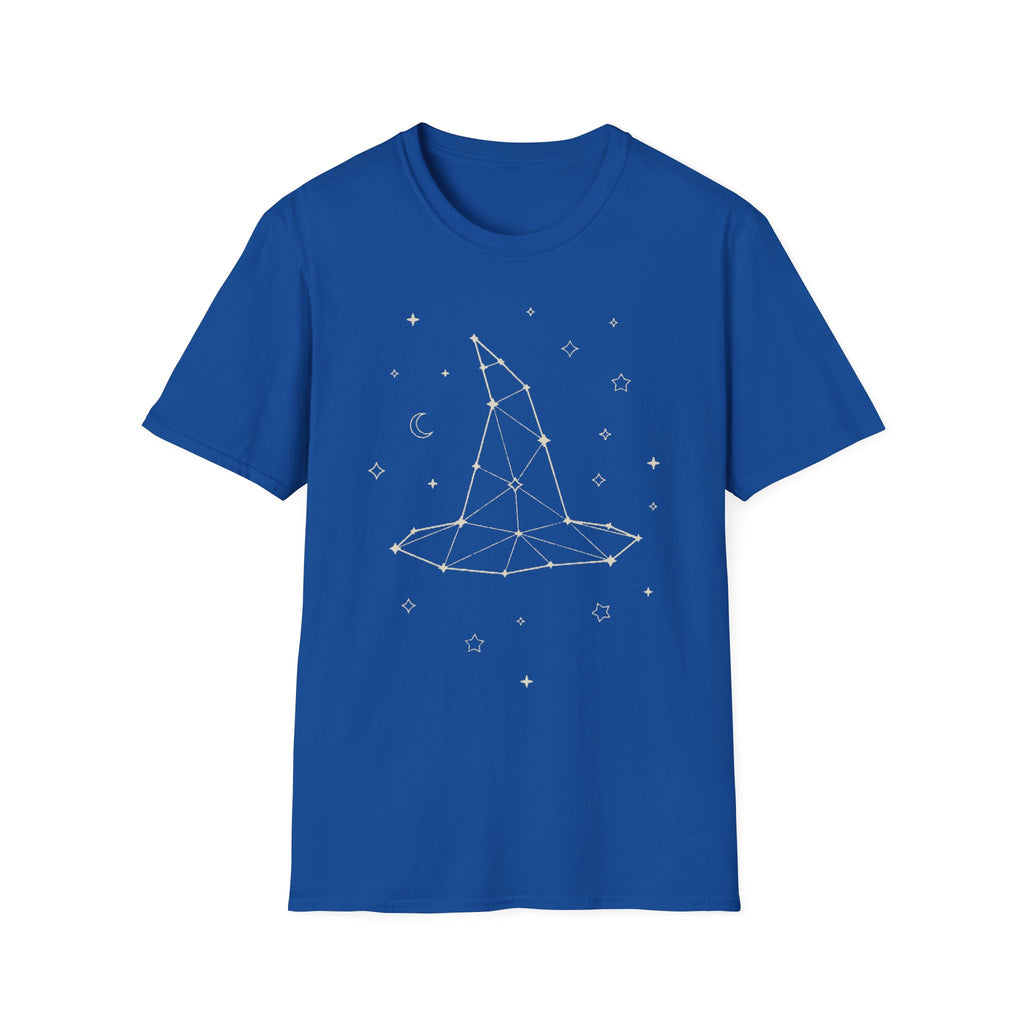 Royal blue crew-neck T-shirt with constellation witch star graphic