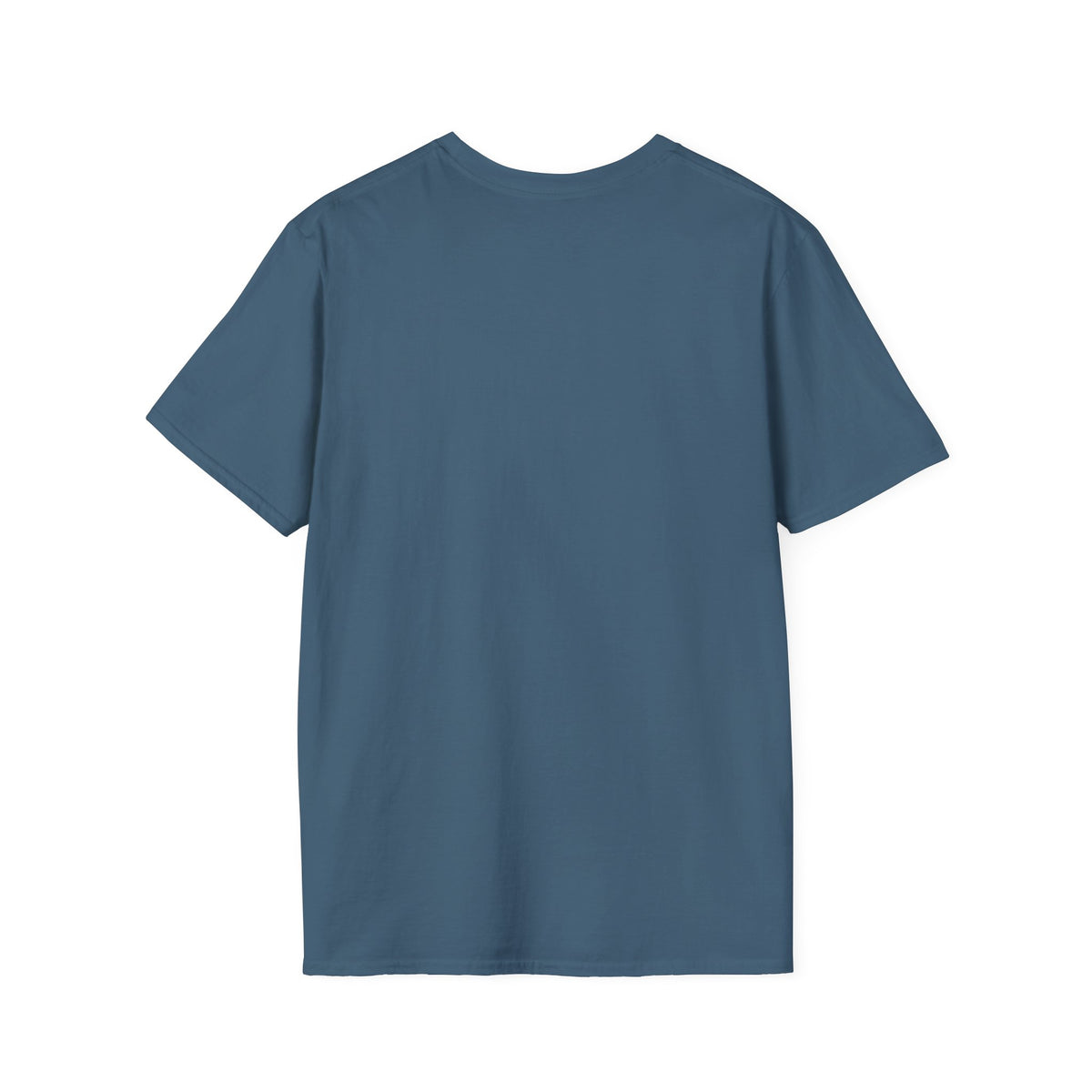 Blue crew-neck T-shirt, short-sleeve plain front