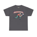 Dark gray crew-neck graphic T-shirt with dad rescue hero print