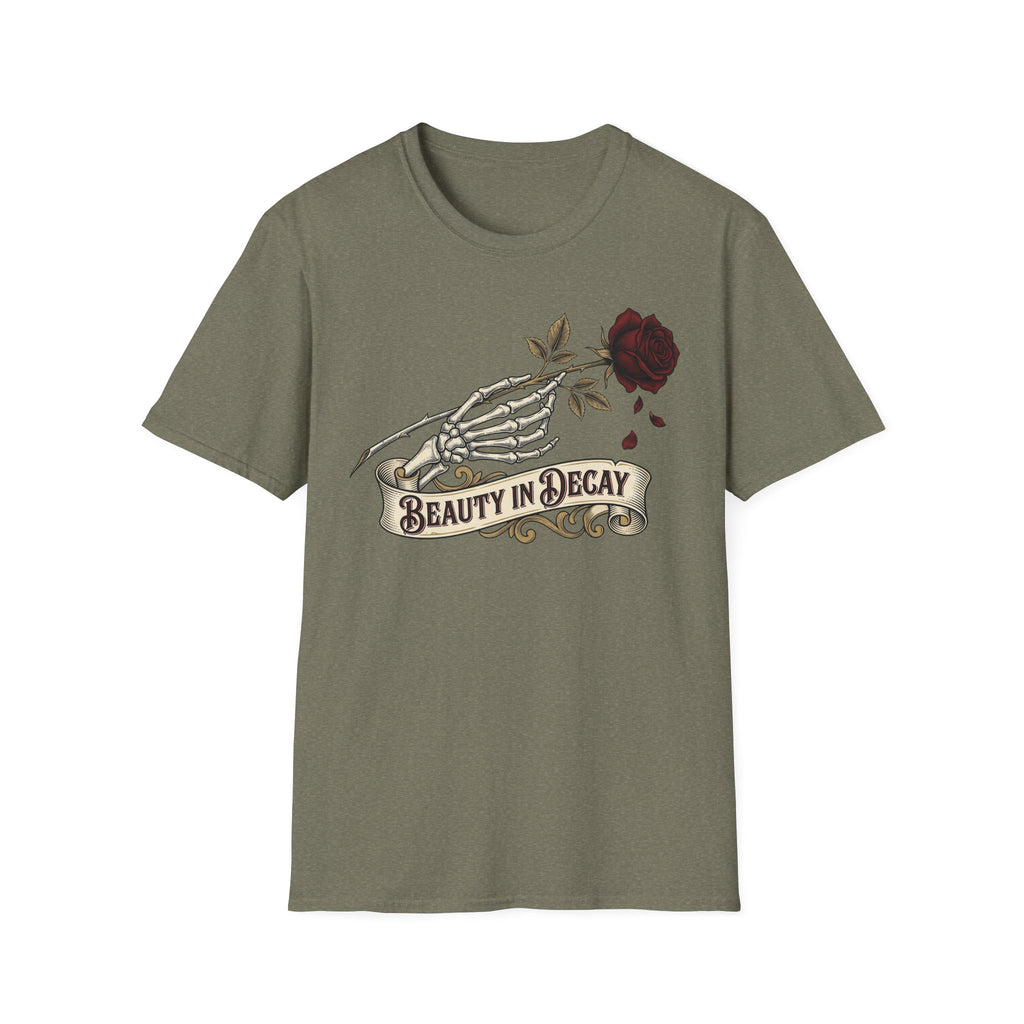 Beauty in Decay T-Shirt - Skeleton Hand & Rose Gothic Tattoo Tee