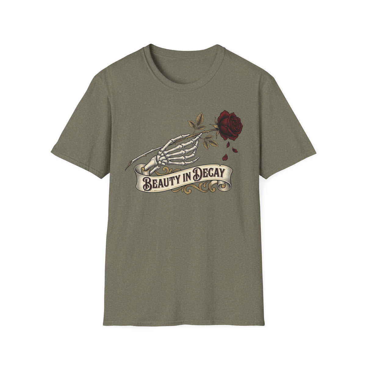 Beauty in Decay T-Shirt - Skeleton Hand & Rose Gothic Tattoo Tee