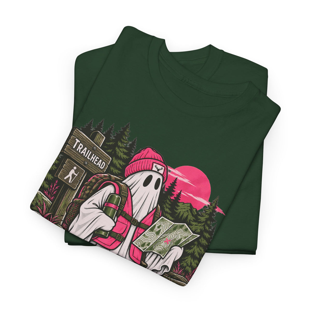 Safety First Spooky Second T-Shirt, Funny Ghost Hiker Halloween Shirt for Men and Women, Camping Trail Graphic Tee