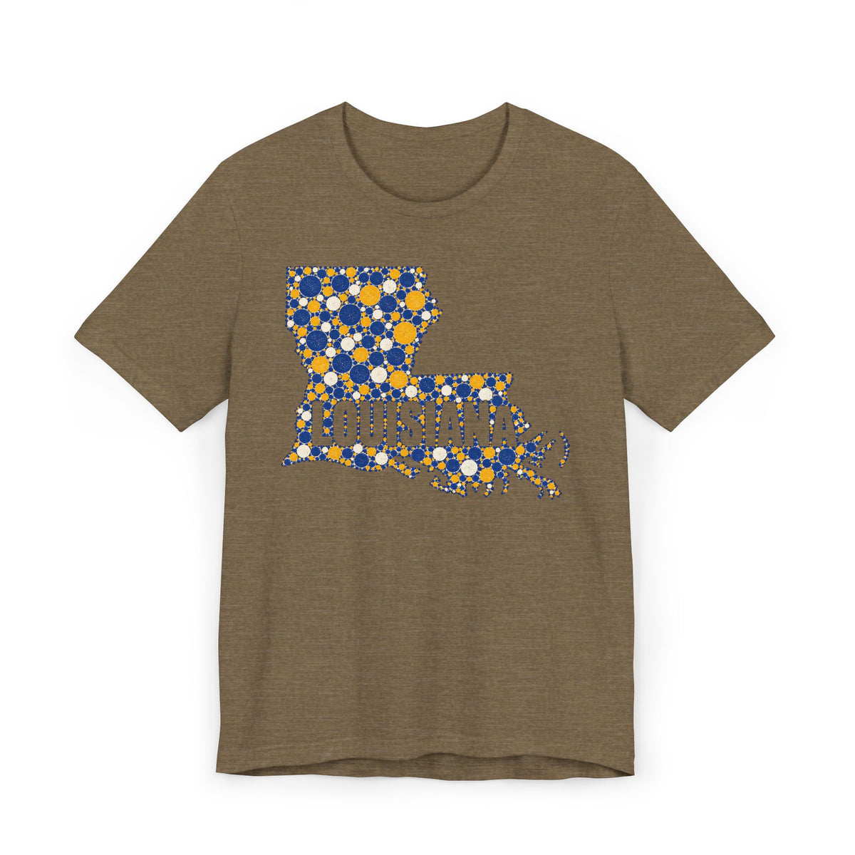 Louisiana State Shape Floral T-Shirt | Blue and Gold Louisiana Outline Graphic Tee