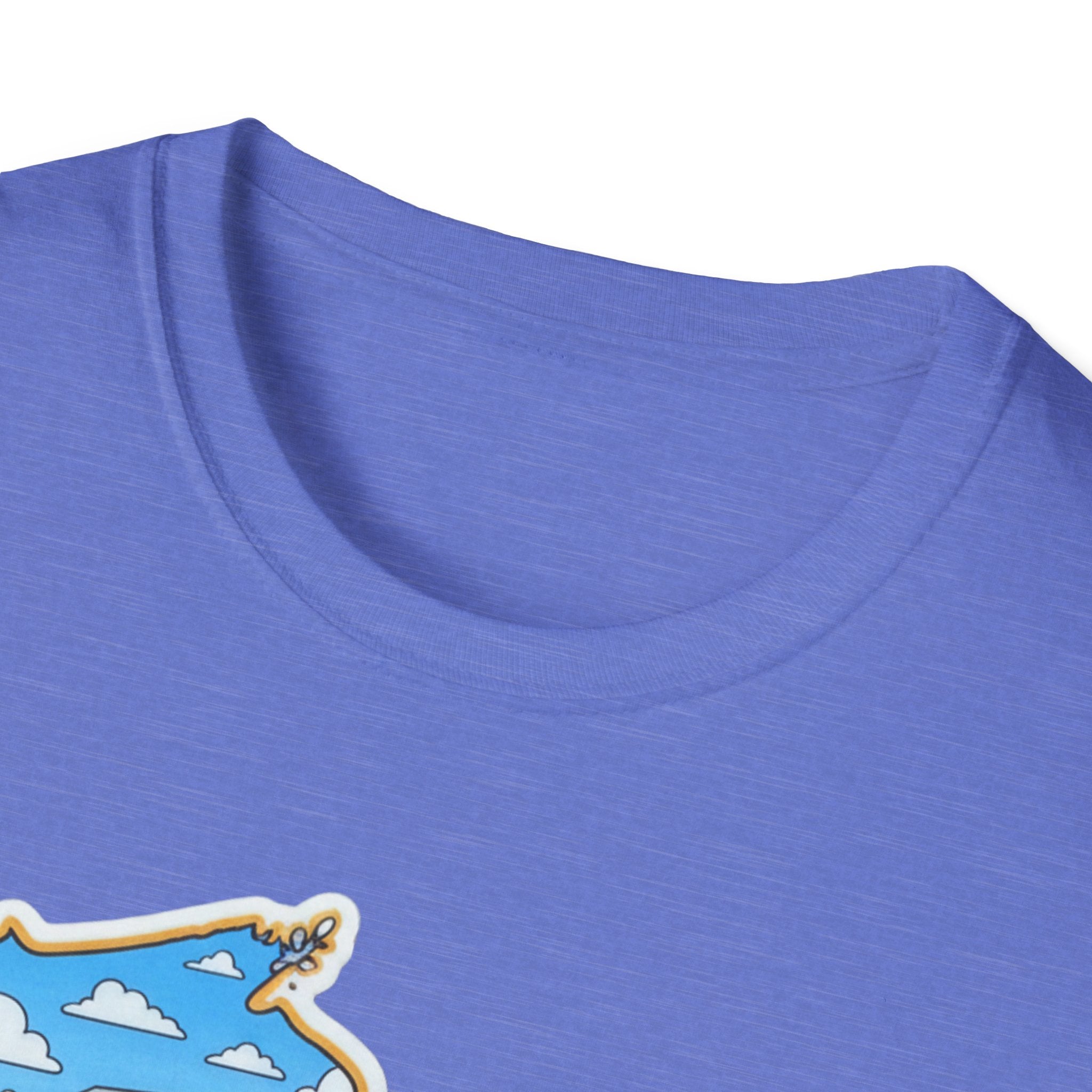 I AM Wisconsin T-Shirt, blau, Nahaufnahme Rundhalsausschnitt