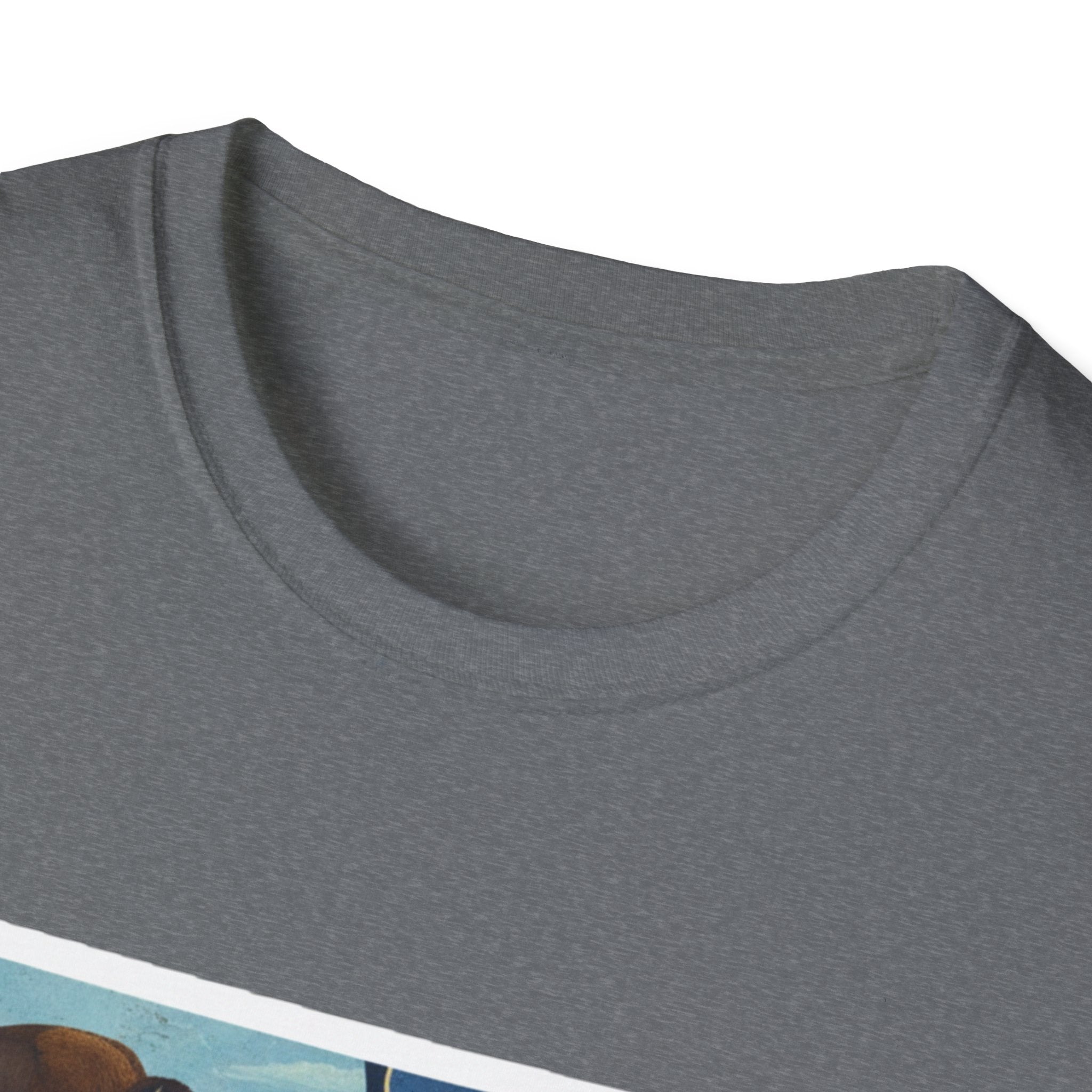 Heather gray T-shirt neckline detail