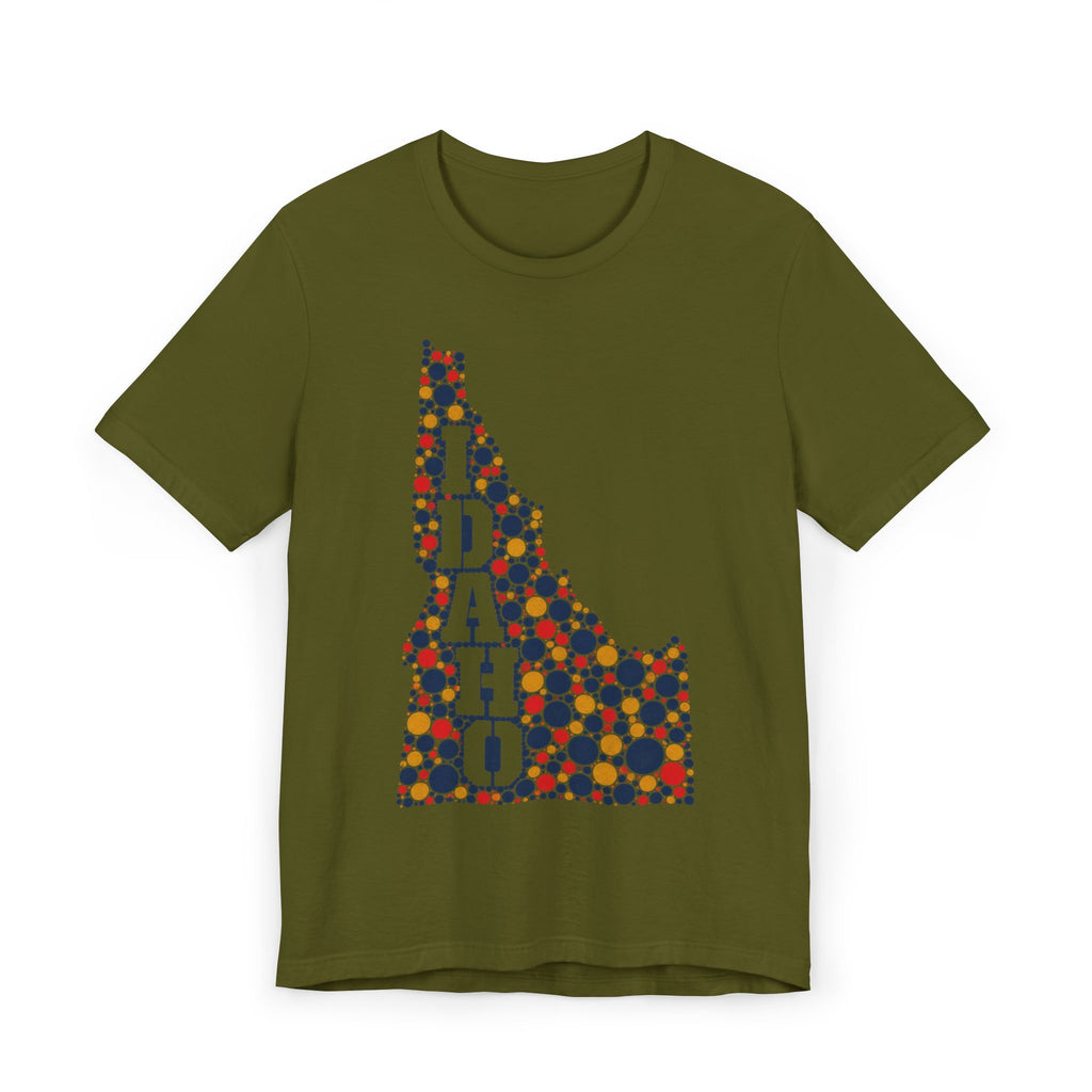 Idaho Polka Dot State Outline T-Shirt | Colorful Idaho Map Graphic Tee