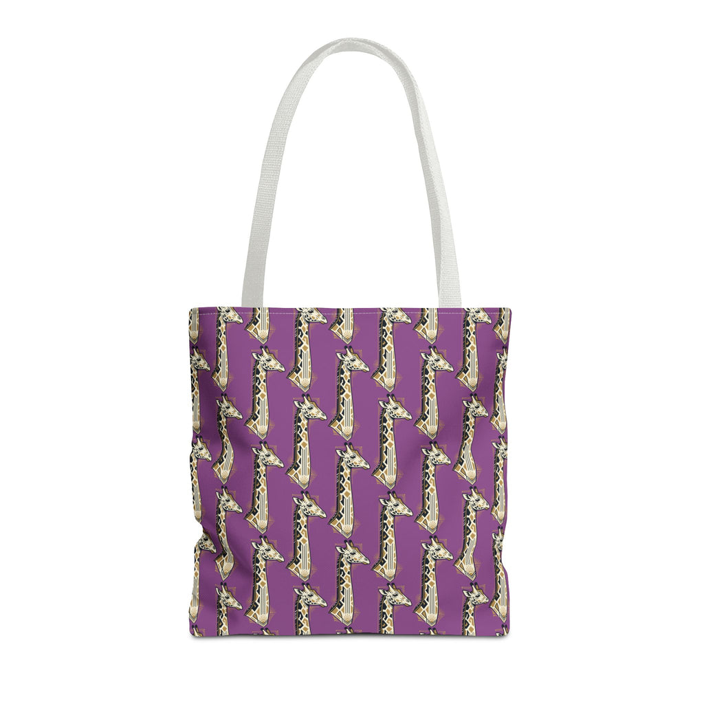 Saxophone tote bag with purple pattern and light handles