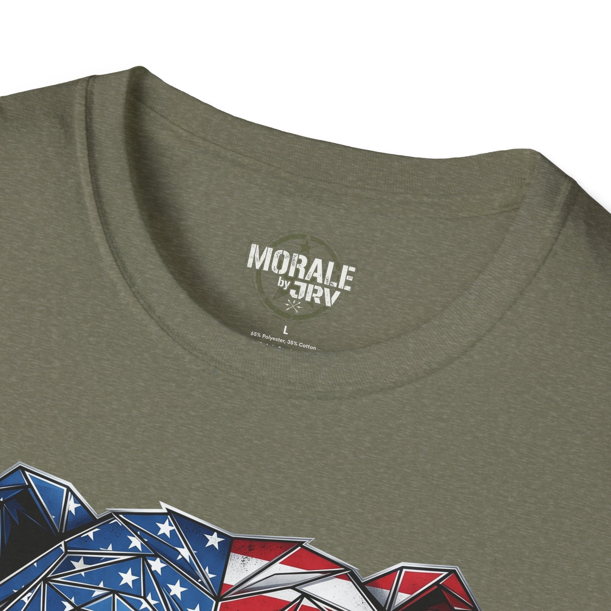 Military green crewneck T-shirt with small neckline logo print