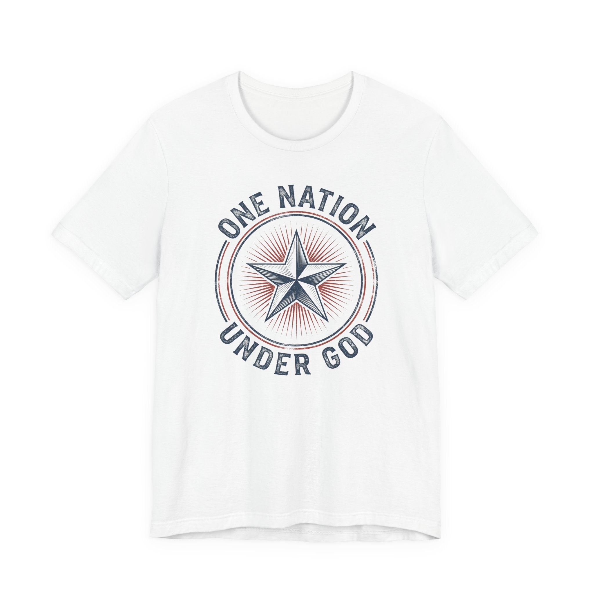 White patriotic star badge T-shirt with 'Under God' text
