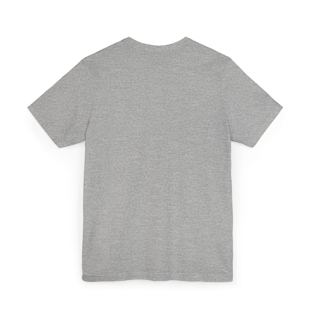 Heather gray crewneck t-shirt, plain front with short sleeves