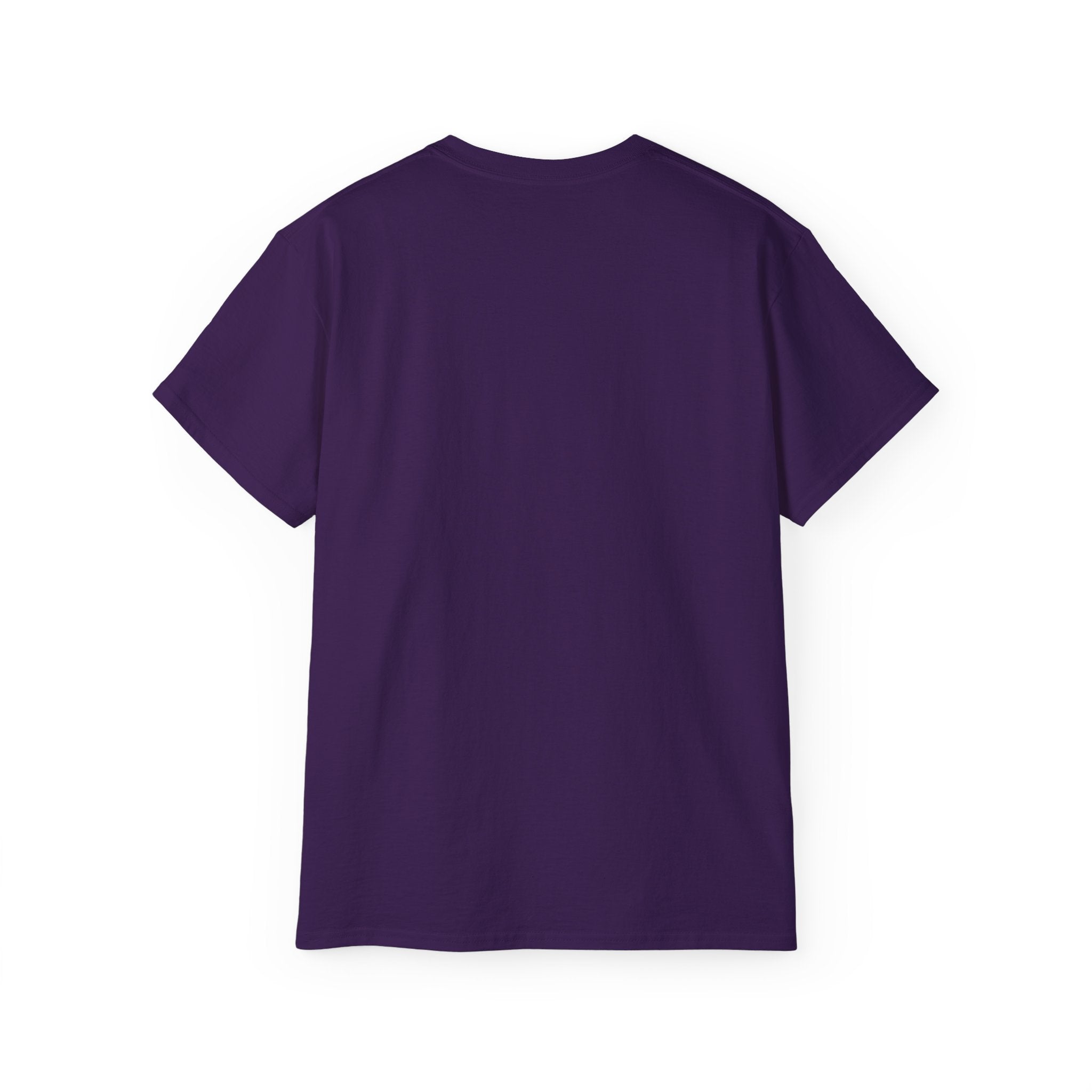 Life word cloud tee in purple, plain front view