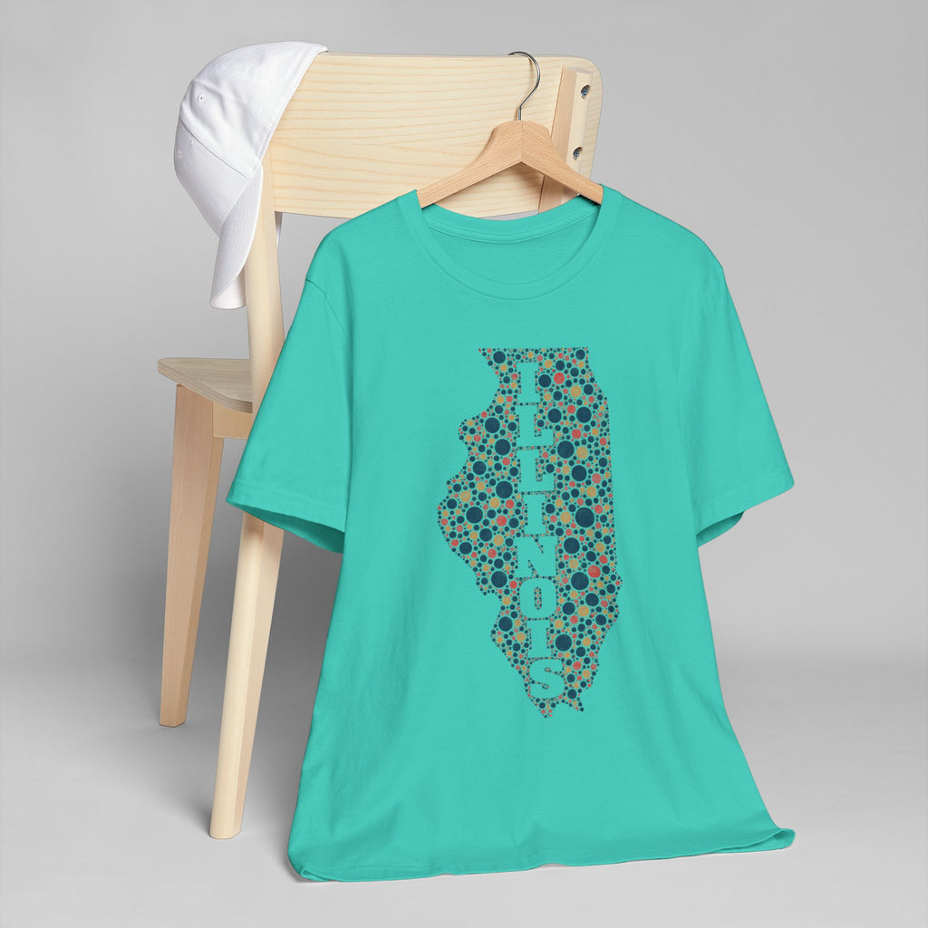 Illinois State Floral Polka Dot T-Shirt | Illinois Outline Graphic Tee