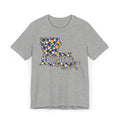 Louisiana State Shape Floral T-Shirt | Blue and Gold Louisiana Outline Graphic Tee