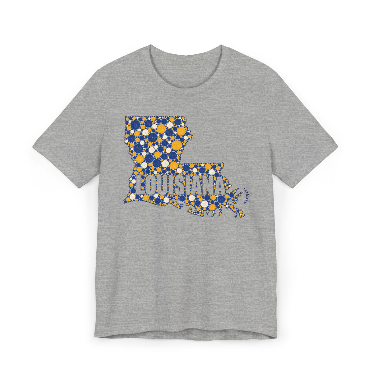 Louisiana State Shape Floral T-Shirt | Blue and Gold Louisiana Outline Graphic Tee