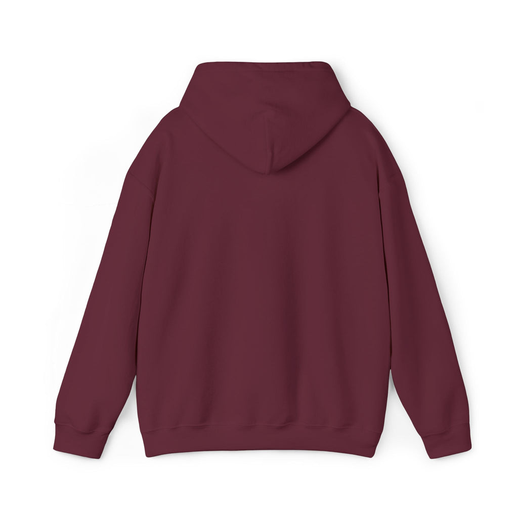 Unisex maroon hoodie back view with hood and plain back