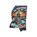 I Am Mississippi sticker with illustrated Mississippi scene and text, white border.
