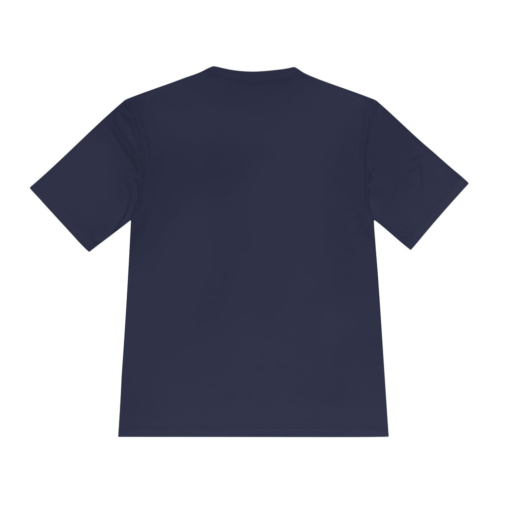 Dunkelblaues T-shirt Rückansicht, ohne Vorderdruck, Rundhalsausschnitt