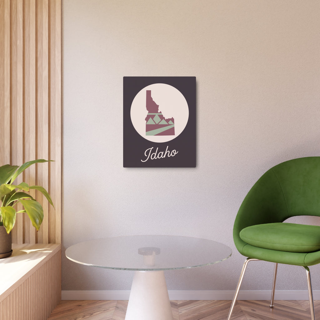 Square Idaho State metal wall art sign with circular map silhouette and Idaho script