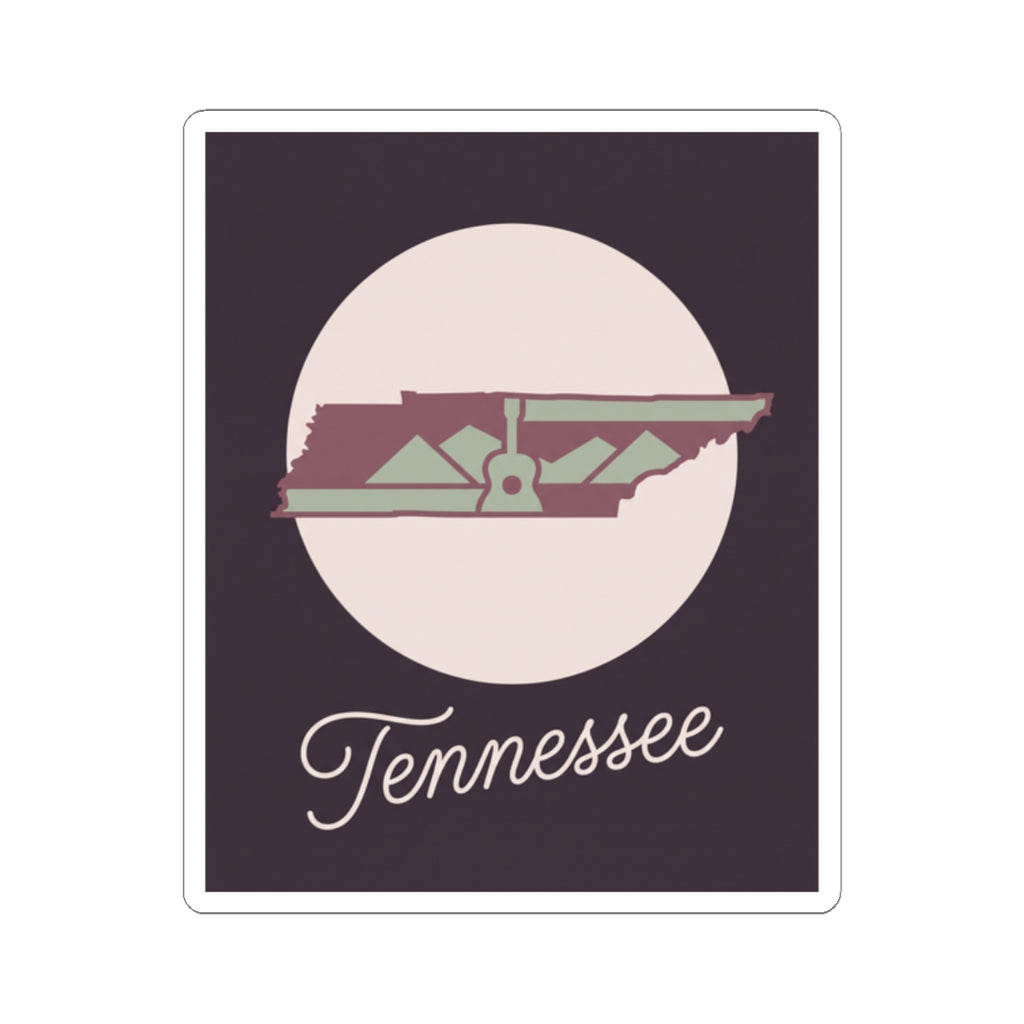 Tennessee state silhouette decal sticker on dark background with “Tennessee”