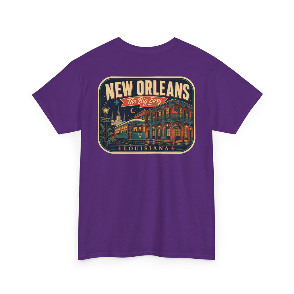 Purple T-shirt with New Orleans crest graphic, crew neck short sleeves