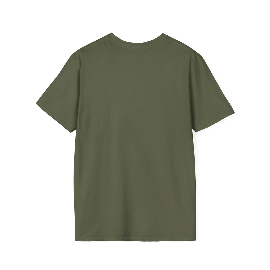 Olive green crewneck t-shirt, plain back view