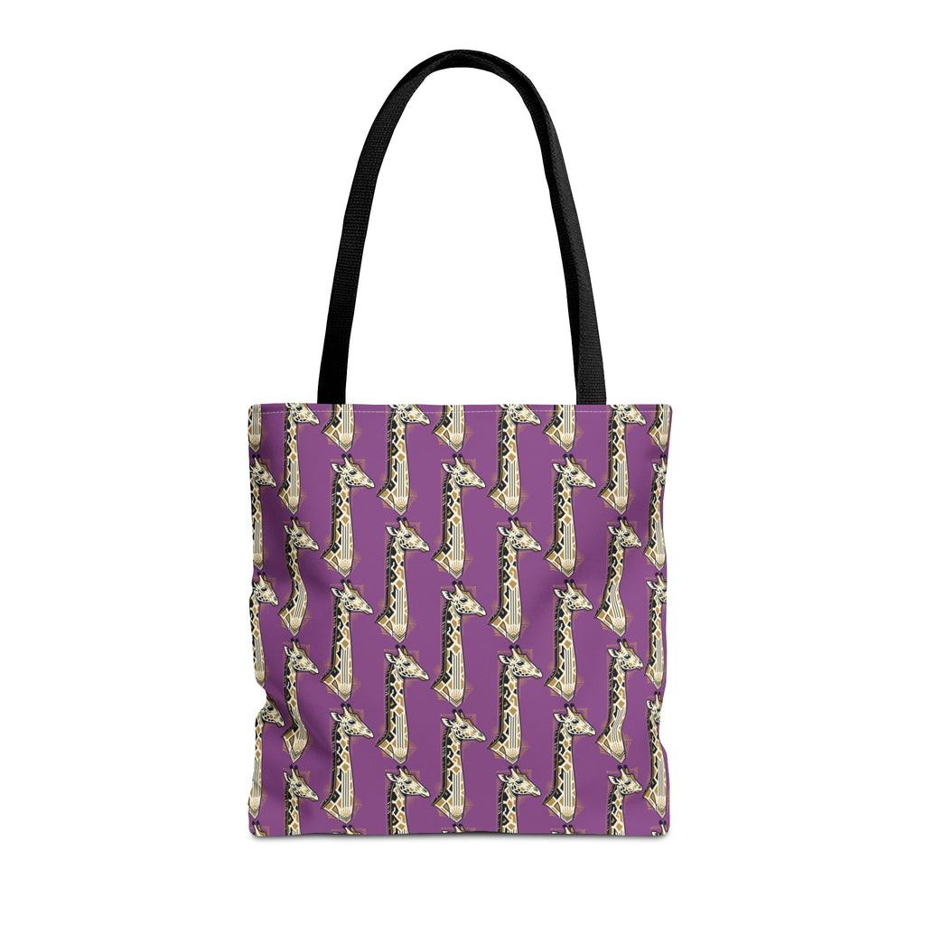 Saxophone tote bag with purple pattern and black handles