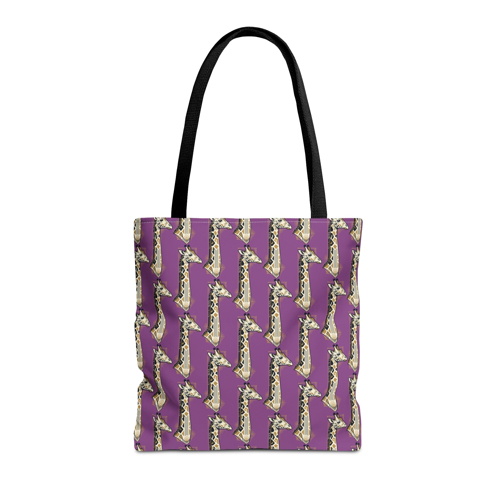 Saxophone tote bag with purple pattern and black handles