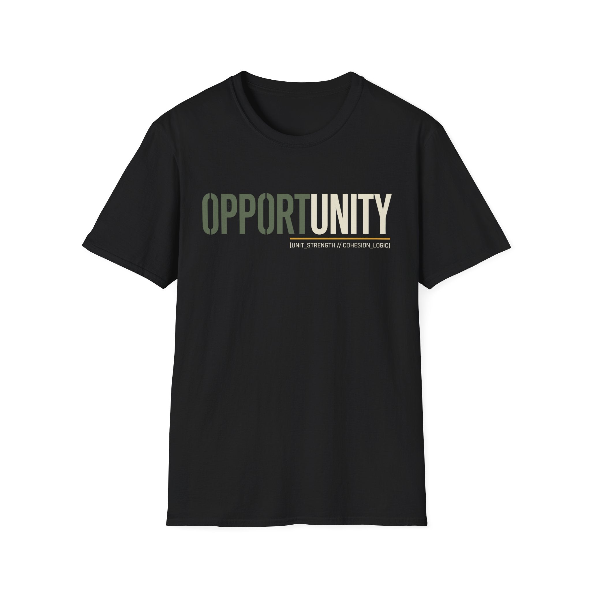 Opportunity in Unity T-Shirt, black, “OPPORTUNITY” unity quote graphic