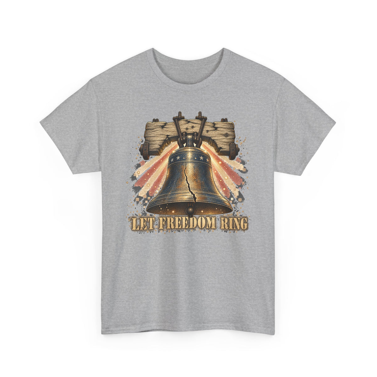 Sport grey liberty bell graphic T-shirt with vintage "LET FREEDOM RING" print