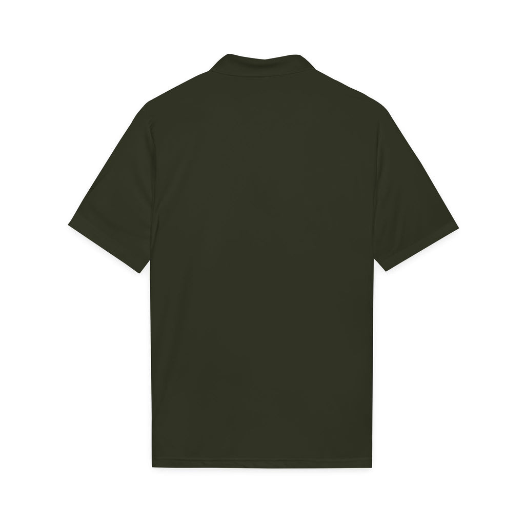 Polo shirt back, dark green, short sleeves and ribbed collar