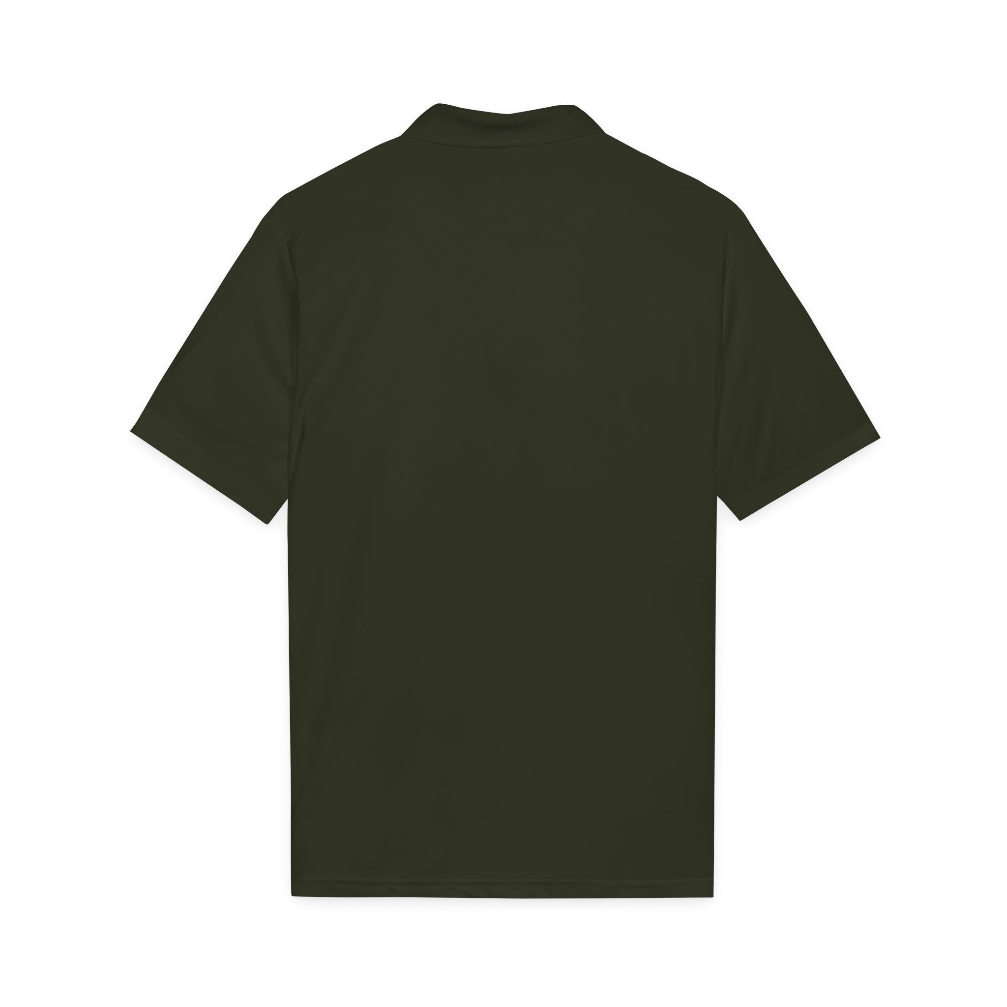 Polo shirt back, dark green, short sleeves and ribbed collar