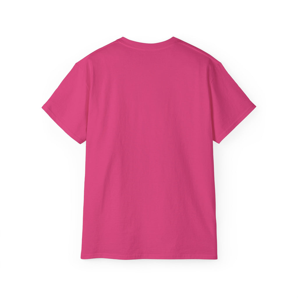 Life word cloud tee in fuchsia/pink, plain front view
