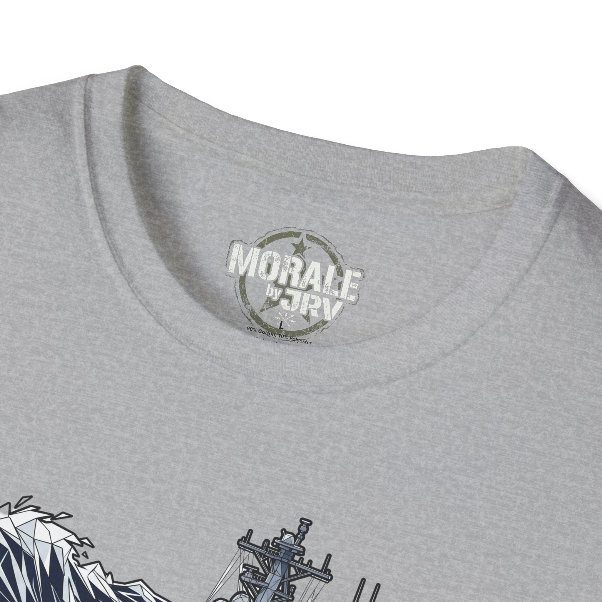 Sport grey T-shirt with “MORALE by TRV” logo on the neckline