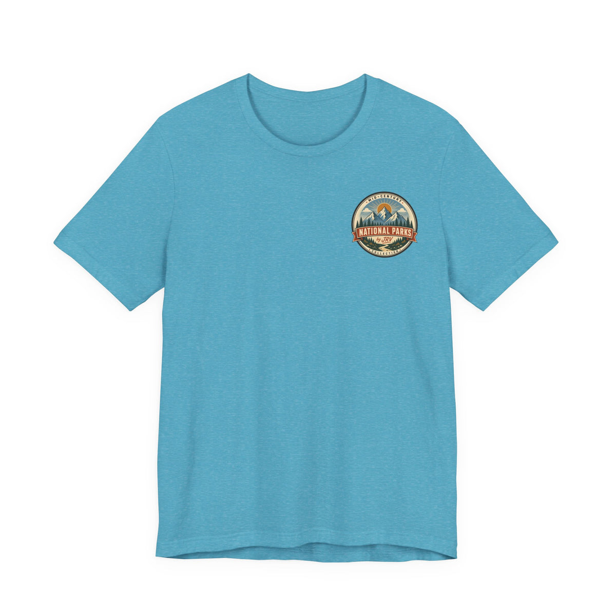 Sequoia T-shirt in light blue with small circular front emblem graphic
