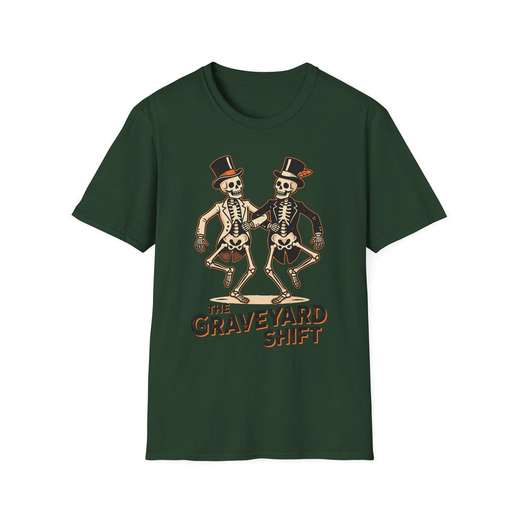 Dancing Skeletons The Graveyard Shift T-Shirt - Vintage Halloween Tee