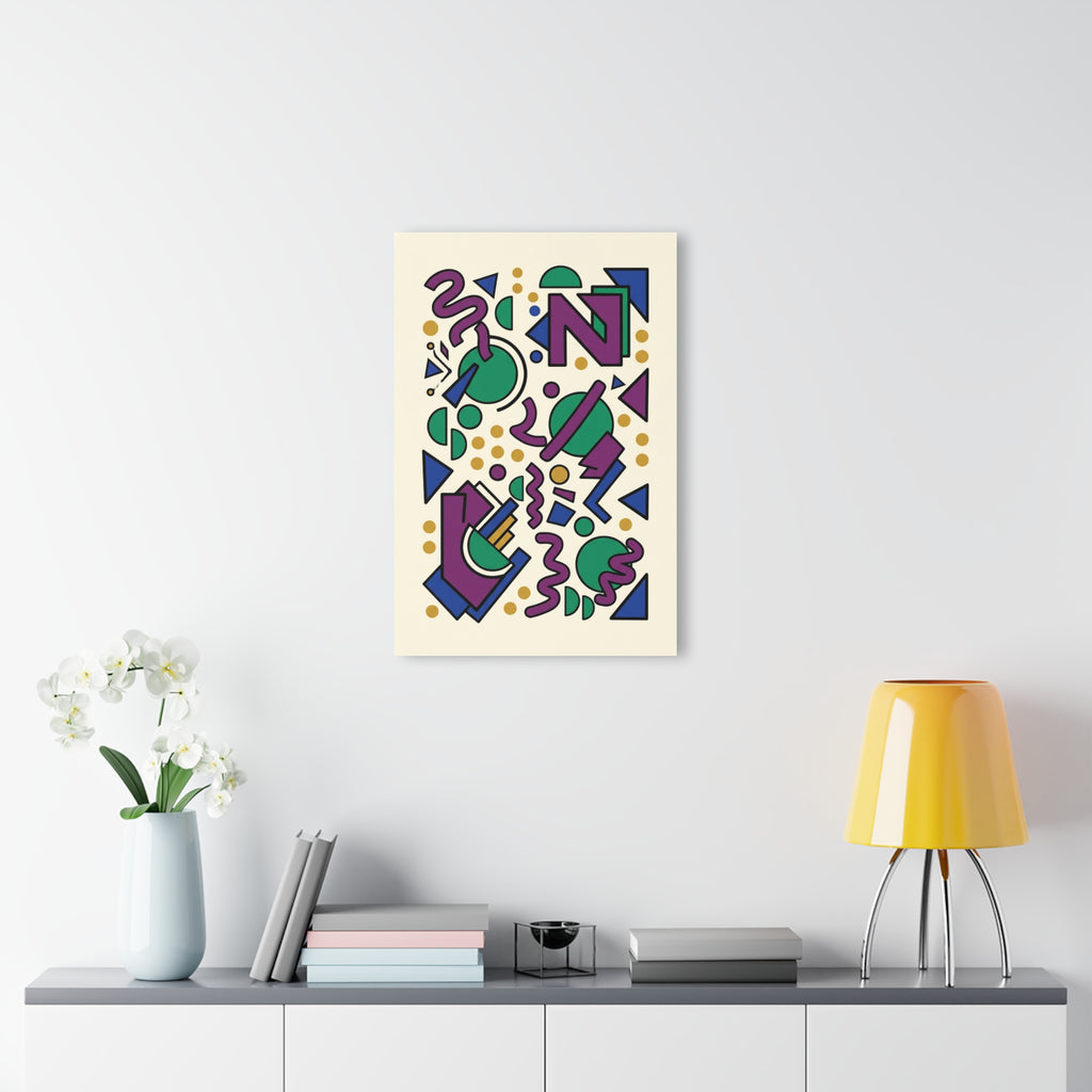 Memphis Group wall art, small framed print: colorful geometric design on cream background