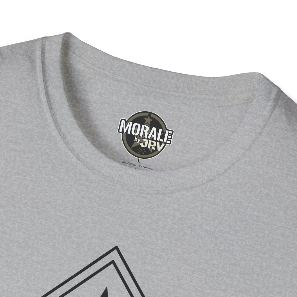Sport grey T-shirt with MORAL by TR1 logo on crew neck