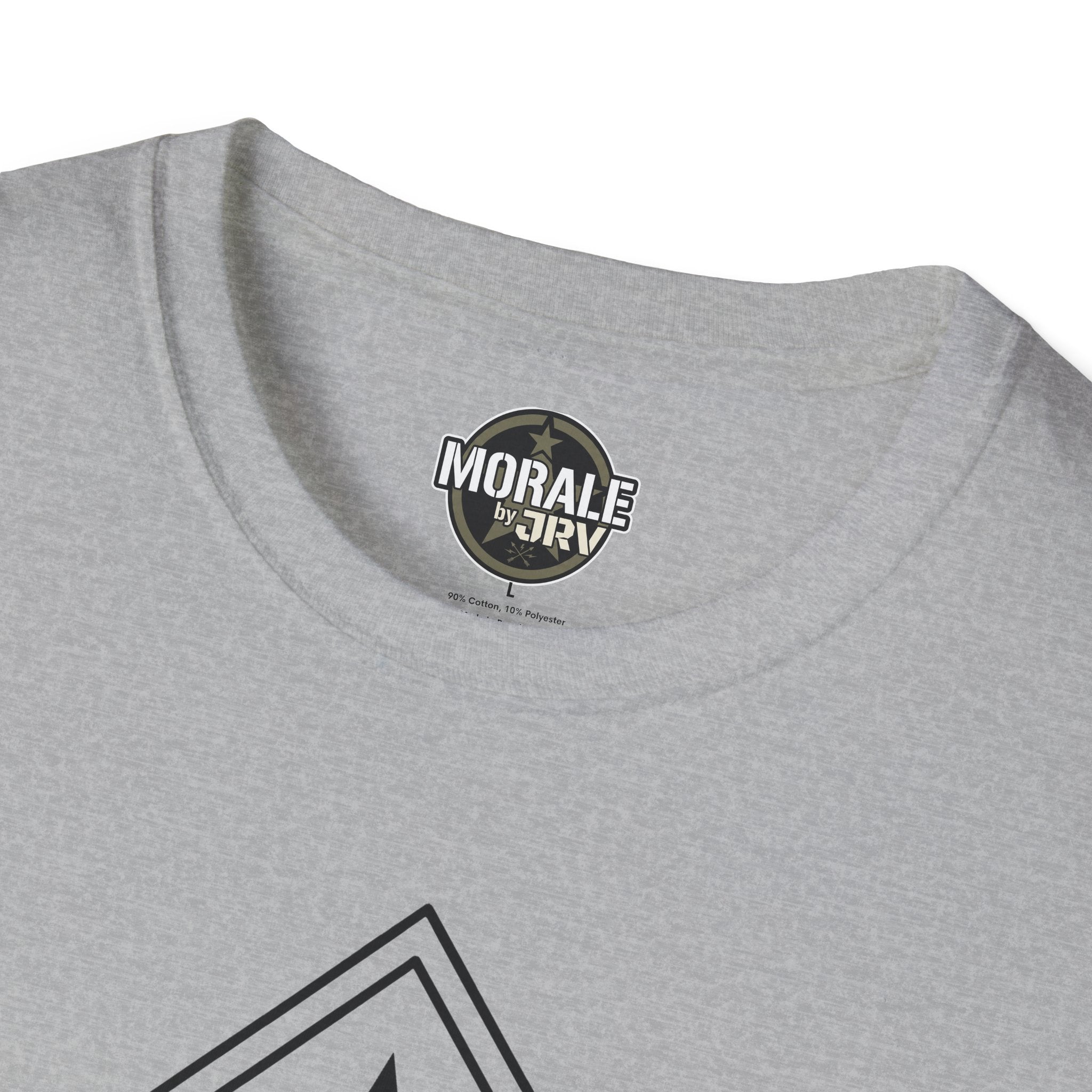 Sport grey T-shirt with MORAL by TR1 logo on crew neck