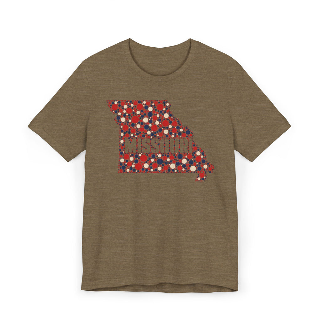 Missouri State Floral Map T-Shirt | Red White and Blue Missouri Outline Graphic Tee