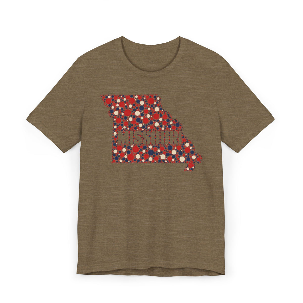 Missouri State Floral Map T-Shirt | Red White and Blue Missouri Outline Graphic Tee