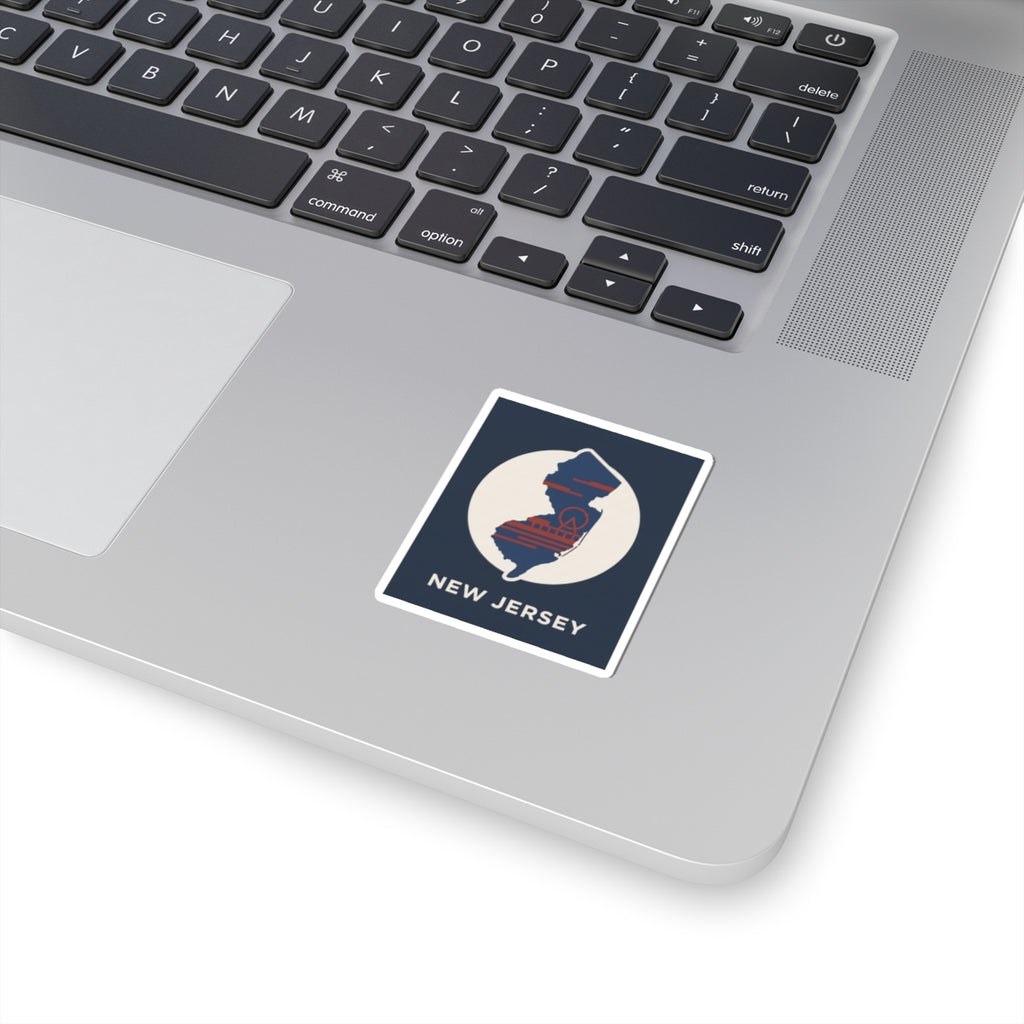Square New Jersey sticker with dove graphic and “New Jersey” text, white border
