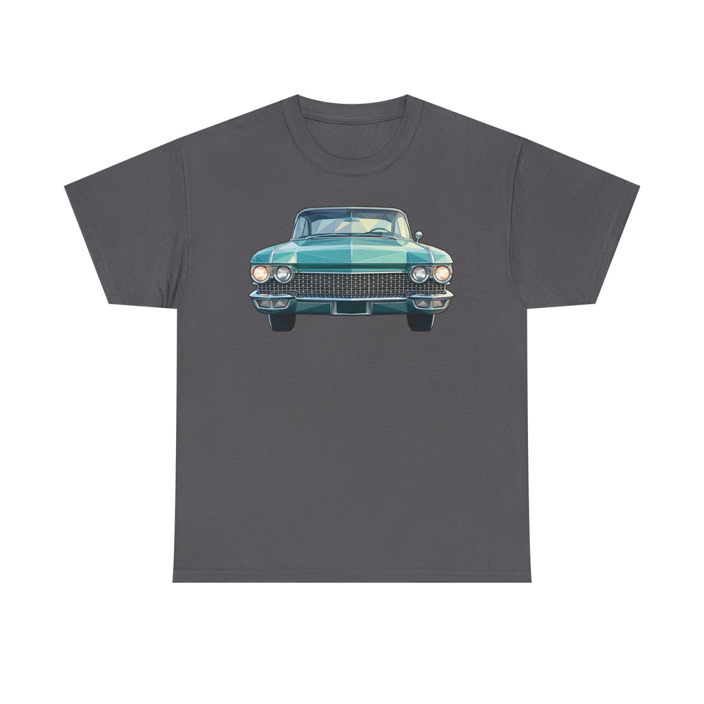 Charcoal crew-neck T-shirt with front car illustration graphic