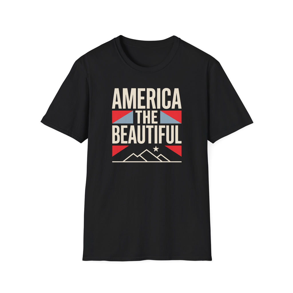Black T-shirt with 'AMERICA THE BEAUTIFUL' patriotic flag graphic