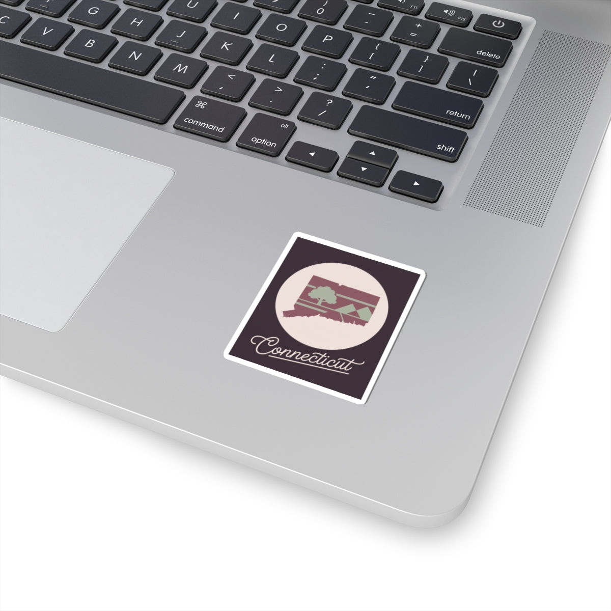 Maroon Connecticut state silhouette sticker with kiss-cut vinyl decal