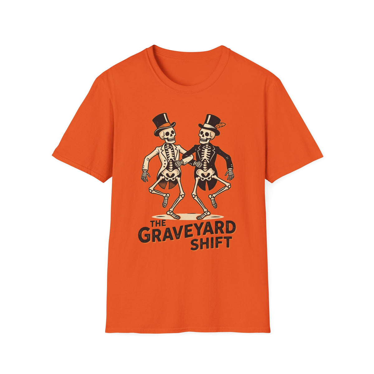 Dancing Skeletons The Graveyard Shift T-Shirt - Vintage Halloween Tee