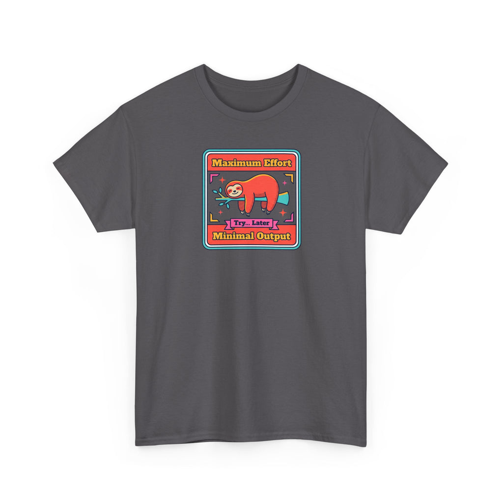 Charcoal crewneck T-shirt with sloth graphic patch