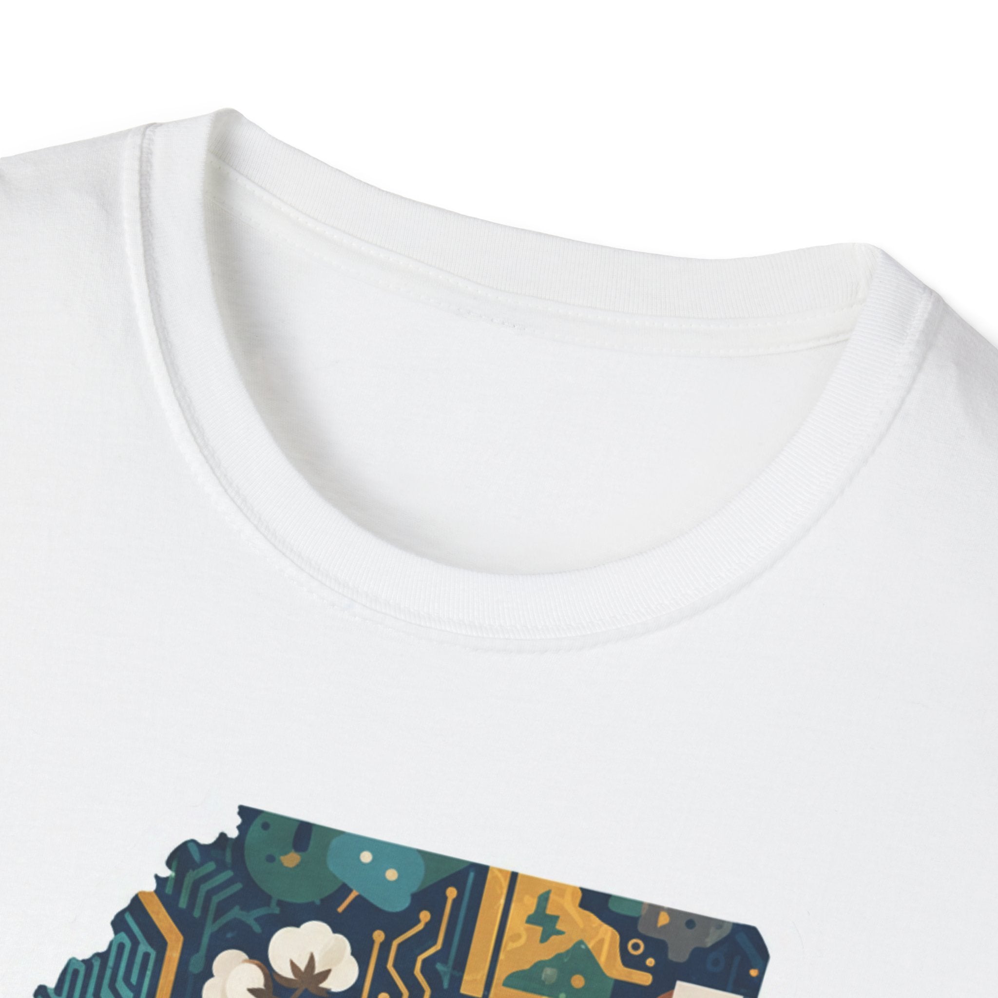 I Am Mississippi T-shirt neckline, White with partial state-map graphic